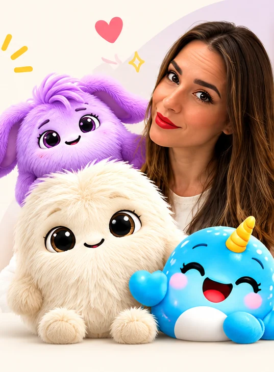 Marcela with Berry, Cloud and the narwhal